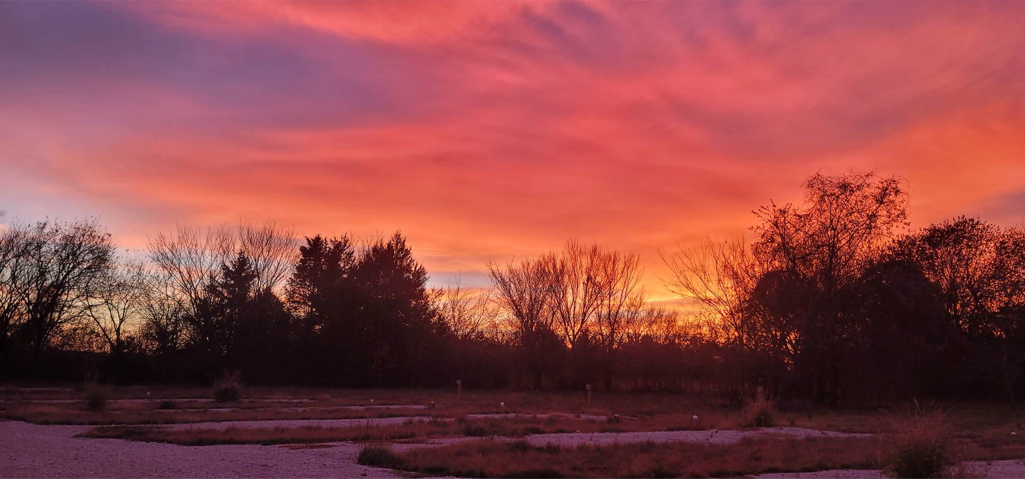 Deep orange and red sutset over the park